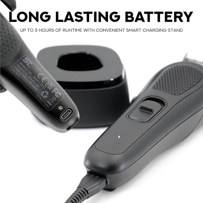 Supreme Trimmer Darkstar 82 Metal Body Clipper w. Magnetic Vector Motor | 180 Min Run Time, 9100 RPM Hair Clipper | Low Noise Professional Barber Clipper DLC Tade Blade | STC82