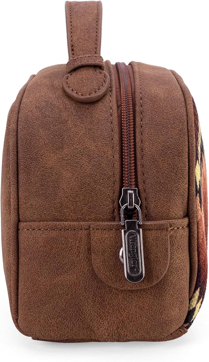 Montana West Wrangler Makeup Bag for Women Small Cosmetic Toiletry Bags Western Make Up Pouch Durable Cute Travel Purse, Brown