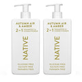 Native 2-in-1 Shampoo & Conditioner - Autumn Air & Amber - Naturally Derived Ingredients, Silicone-Free, Sulfate-Free, Paraben-Free, Strengthening Hair Care | Fall Seasonal Bundle 16.5 oz - 2 Pk