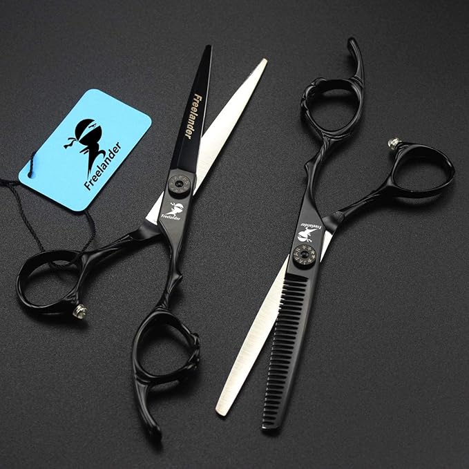 Hair Cutting Scissors, 6.0 Inch Black Professional Japan 440C Hair Cutting Shears - Salon Hair Blending/Thinning/Texturizing Scissor, Hand Sharpened