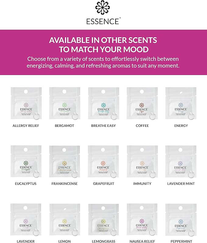 Essence Wearable Aromatherapy Nasal Diffuser – Nausea Relief Essential Oil Nose Ring – Personal Scent Clip for Travel, Work & Everyday Use – Made in USA
