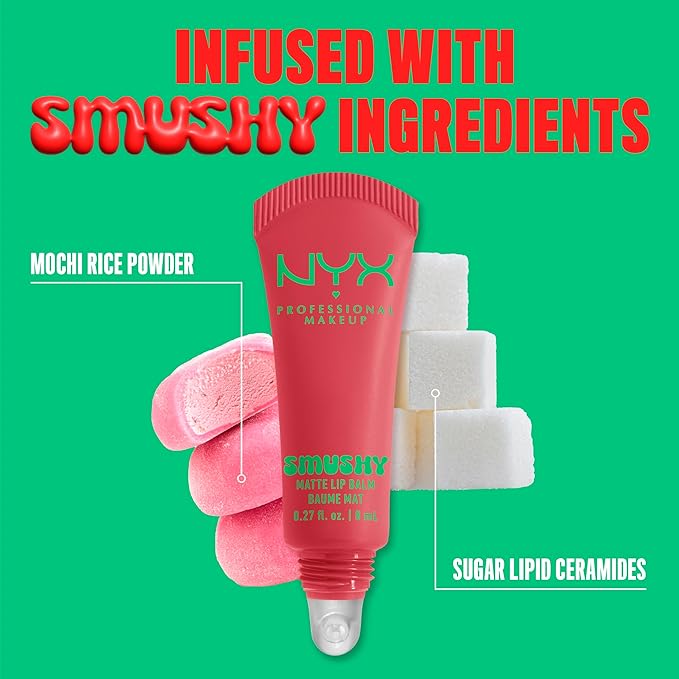 NYX PROFESSIONAL MAKEUP Smushy Matte Lip Balm, Tinted Lip Moisturizer with Soft, Matte Finish - Snuggle SZN (Blush Nude)
