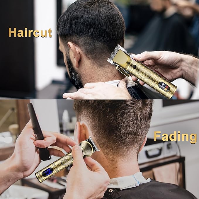 GSKY Hair Clippers for Men Professional,Beard Trimmer Kits & Sets, Cordless Mens Hair Trimmer, Electric Shavers, Haircutting Machine with LED Display, for Barber,for Gifts