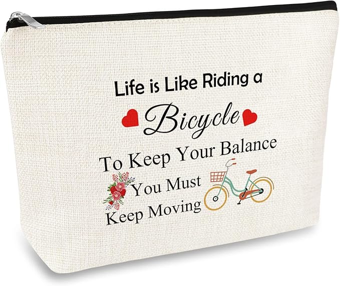 Inspirational Gifts for Women Friends Bicycle Makeup Bag Bicycle Bike Lovers Gift Travel Cosmetic Bag Cycling Gifts for Cyclists Biker Bicyclists Cyclist Gift Christmas Birthday Present For Girls