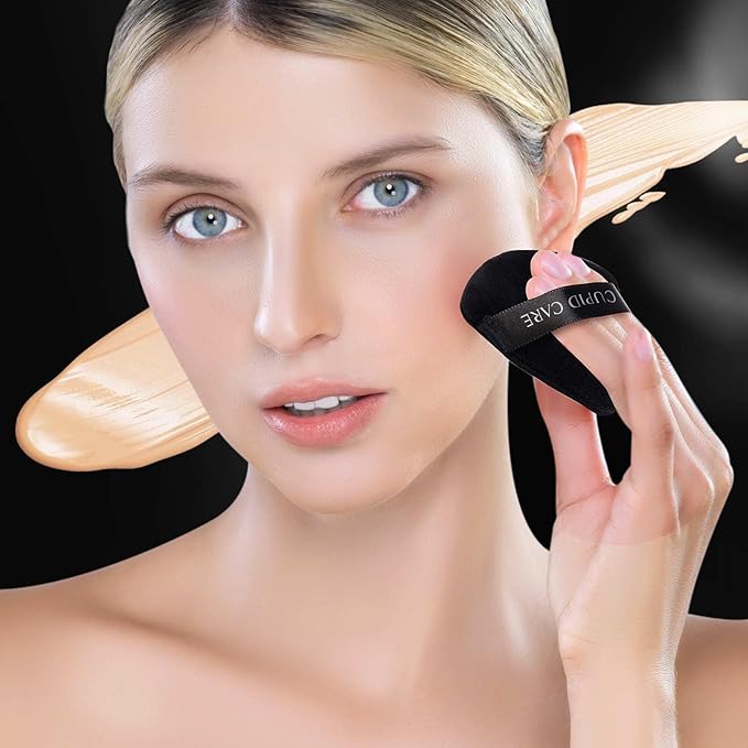 6 Pcs Triangle Powder Puff with 2 Travel Cases, Setting Powder Puffs for Face Powder and Foundation, Soft Velour Makeup Puff for Loose Powder Body Powder, Skin-Friendly, Beauty Makeup Tools