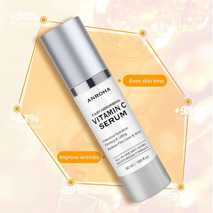 Vitamin C Serum for Women over 70, Vitamin C Serum for Mature Skin Face Hydrates, Firms, Lifts, Targets Age Marks, Wrinkles and Smoothes Skin Texture 1.69 fl oz Pack of 2