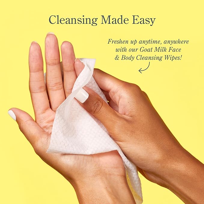 Beekman 1802 Face & Body Wipes - Fragrance Free, 30 Count, Cleanses Dirt & Makeup, With Goat Milk, Aloe & Vitamin E