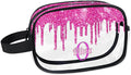Custom Name Transparent Makeup Bag Travel, Clear Toiletry Bag Travel Large Capacity PVC Cosmetic Container Organizer for Shampoo, Deep Pink Water Fluid Shape Glittering