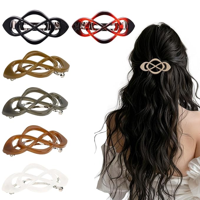 Vintage French Barrette Hair Clips, Hair Barrettes Hair Accessories for Women Girls, Elegant Retro Non Slip Clip with Classic Design Thick to Thin, Stylish Accessories Hair (Color Mixing B, 6PCS)