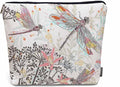 Makeup Bag For Purse Dragonfly, Garden Dragonflies Flowers Nature Cosmetic Bags For Women With Zipper Travel Toiletry Pouch Makeup Bags Makeup Organizers Purse For Toiletries Cosmetics