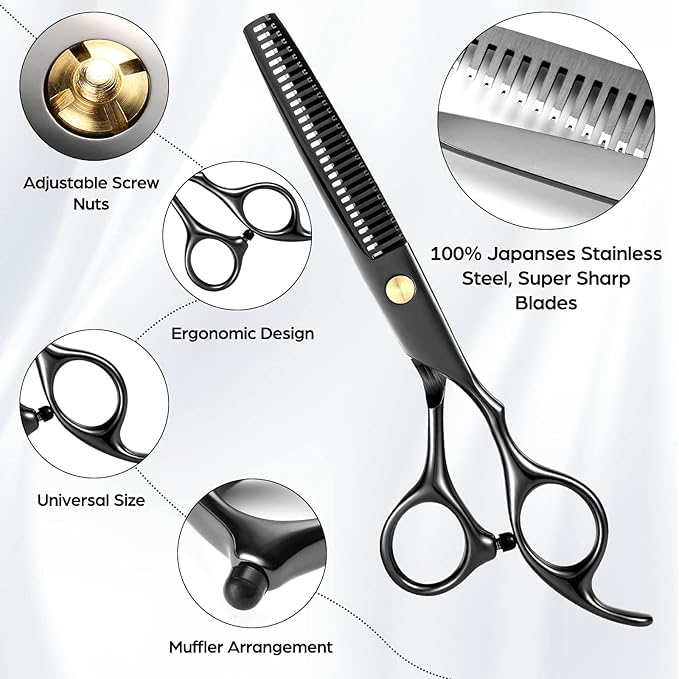 Hair Cutting Scissors Professional 6.89 inch Barber Scissors Multifunctional Salon Thinning Scissors Straight Shears Tools for Mother Father Friends' Christmas Gift