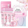 Sakura Skincare Set for Teen Girls 10-12,Skin Care Sets & Kits,33PCS Teenage Girls Gifts,Complete Pamper Face Care Sets for Women,Daily Facial Skincare Routine (One Size, Cherry Blossom-StyleD)