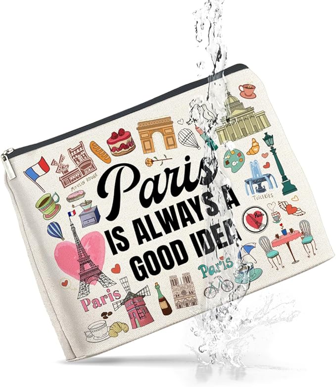 Pairs Travel Gifts Makeup Bag Pairs Gifts for Women Friend Traveler Cosmetic Bag Pairs Lover Gift Paris Is Always a Good Idea Zipper Makeup Pouch