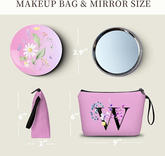 Birthday Inspirational Bridesmaid Proposal Team Small Gifts for Women Mom Aunt Teacher Sister Coworkers Makeup Cosmetic Bag Travel with Mirror Mothers Day Christmas Graduation W