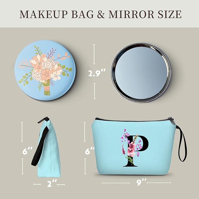 Birthday Inspirational Bridesmaid Proposal Team Small Gifts for Women Mom Aunt Teacher Sister Coworkers Makeup Cosmetic Bag Travel with Mirror Mothers Day Christmas Graduation P
