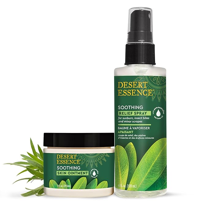 Desert Essence TEA TREE OIL SKIN OINTMENT – Itch Relief, Rash Cream for Razor Burn - Soothing Balm with Lavender & Jojoba - Gluten & Cruelty-Free - 1 oz