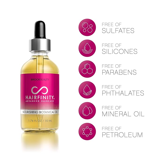Hairfinity Botanical Hair Oil with Rosemary - Growth Treatment for Dry Damaged Hair and Scalp with Jojoba, Olive, Sweet Almond Oils - Silicone and Sulfate Free 1.76 oz