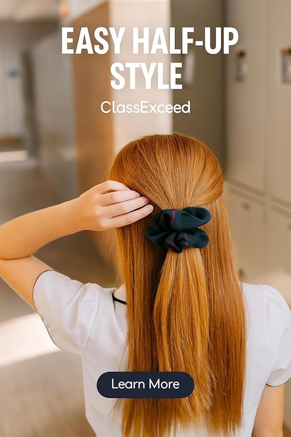 Plaid scrunchie, ClassExceed school uniform plaid, Back to school, handmade school uniform hair accessories (Green Navy Yellow red Plaid55)