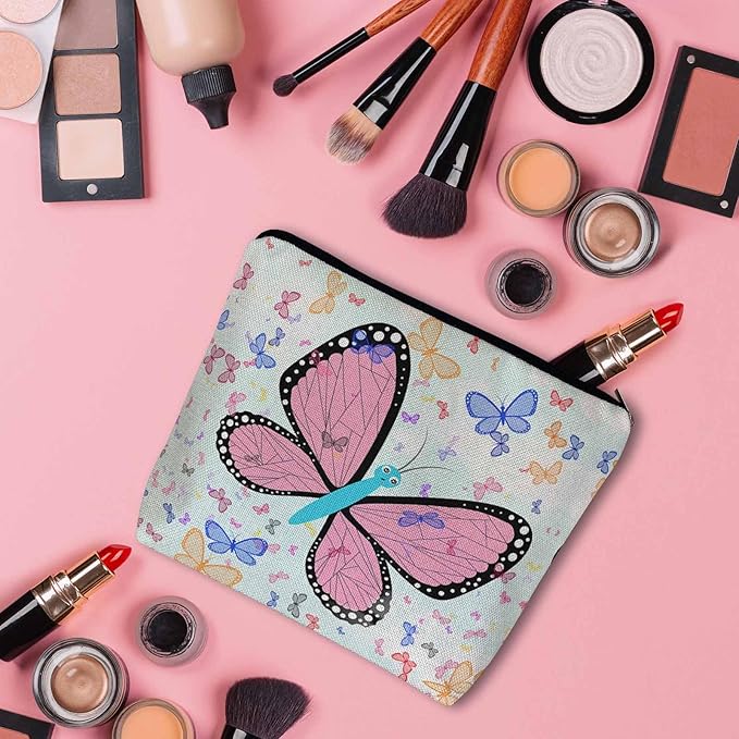 Makeup Bag For Purse Butterfly, Colorful Butterflies Garden Butterfly Cosmetic Bags For Women With Zipper Travel Toiletry Pouch Makeup Bags Makeup Organizers Purse For Toiletries Cosmetics