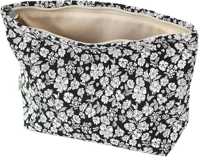 Floral Jacquard Makeup Bag - Large Capacity Cosmetic Pouch for Travel, Toiletry Organizer with Zipper, Perfect for Daily Use & Gifts, Stylish Make Up Organizer, Purses for Women Clearance