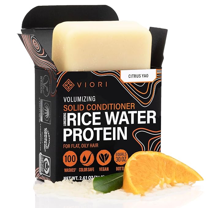 Viori Citrus Yao Conditioner Bar Made with Rice Water - Handcrafted All Natural Organic Conditioner