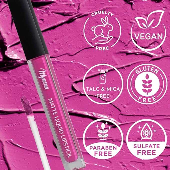 Mynena Hot Pink Long Lasting Lipstick for Women Waterproof & Transfer-Proof | Hydrating with Shea Butter | Bold Pigment Intense Matte Color Lip Stain | Talc-Free & Vegan Product that Performs | Rosa