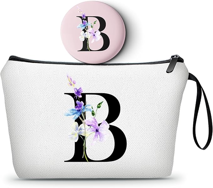 SEAMOON Women Birthday Unique Maid of Honor Friendship Gifts for Sister Bridesmaid Bride Personalized Travel Makeup Cosmetic Bag with Mirror Valentines Mothers Day Christmas Graduation B