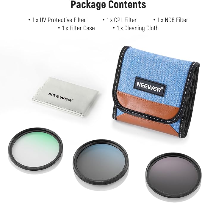 NEEWER 67mm UV/CPL/ND Lens Filter Kit, UV Protection + Circular Polarizing + - Image 8