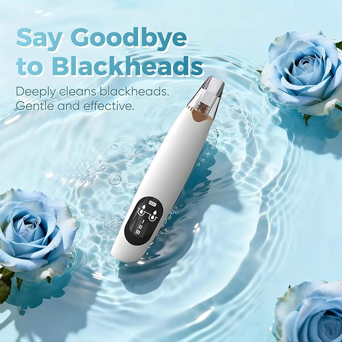 Facial Pore Blackhead Remover Vacuum - Facial Pore Cleaner with 3 Adjustable Suction Levels, 3 Probes, USB Charging Interface - Blackhead Extractor Tools for Women & Men (White)