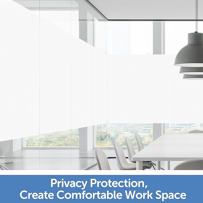 HIDBEA Frosted Window Privacy Film - Non Adhesive Static Cling Glass Stickers Sun UV Blocking Heat Control Door Covering Decals for Home Office, Frosted White, 11.8 x 78.7 Inch
