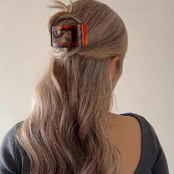 Velscrun Flat Hair Clips for Women Girls, Matte Lay Flat Claw Clips, Strong Hold Large Side Hair Clip All Hair Types, French Duck Billed Non Slip Grip Daily Styling Hair Jaw Claw Clip Bright Leopard