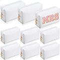 Sanwuta 9 Pcs Makeup Bags Bulk PU Double Zippers Cosmetic Bag Makeup Toiletry Christmas Small Pouch Portable Travel Organizers Case for Women Bridesmaid Party End of The Year(White)