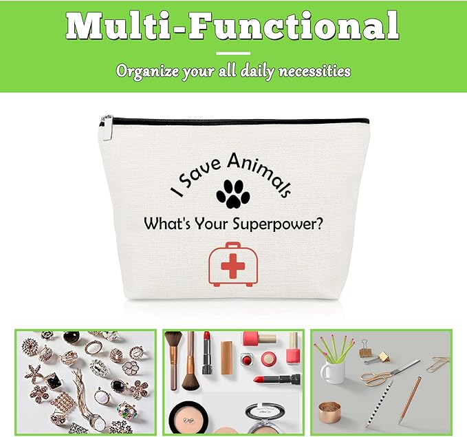 Vet Tech Appreciation Gifts Veterinarian Makeup Bag Thank You Gift for Rescuing Animal Veterinary Medicine Veterinarian Coworker Friend Cosmetic Bag Graduation Present for Animal Doctor Travel Pouch