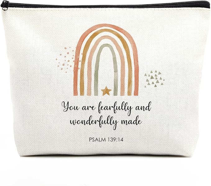 Christian Gifts for Women Religious Bible Verse Makeup Bag Inspirational Scripture Nursery Decor Gift Bag Birthday Christmas Gifts for Her Friends You Are Fearfully and Wonderfully Made Psalm 139:14