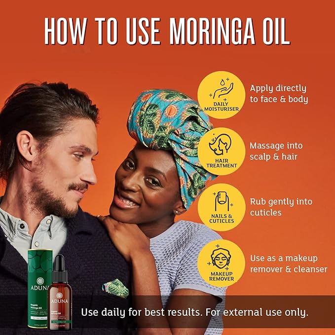 Aduna Organic Moringa Oil | 100% Natural Cold-Pressed for Skin, Hair & Nails | Multi-Purpose Moisturizing Beauty Oil With Antioxidants & Emollients | Lightweight & Fast-Absorbing | 100ml