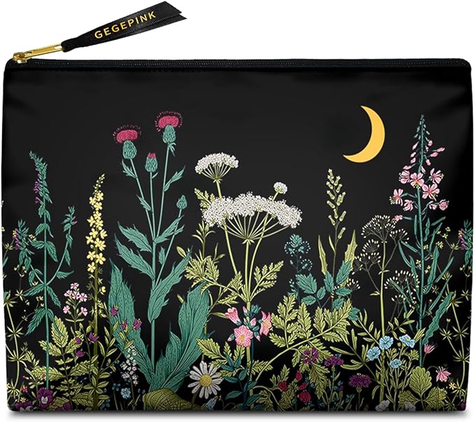 Cute Makeup Bag for Purse Waterproof Cosmetic Bags for Women Funny Smooth Zipper Travel Toiletry Pouch 10X8 Inches-Wildflowers Makeup pouch
