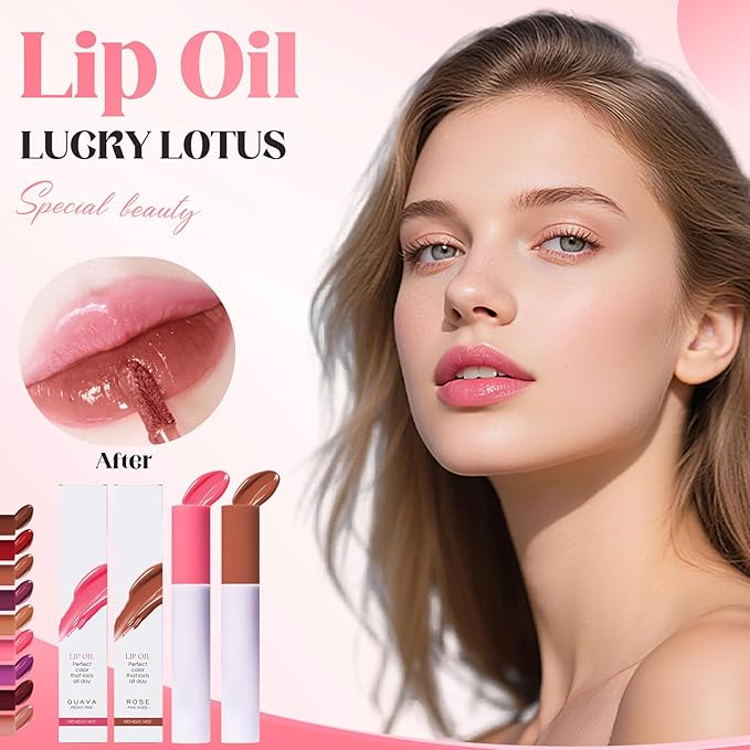 Lips Staining Lip Oil, 2026 New Lip Tint Lips Oil Long-Lasting Moisturizing, Plumping Hydrating Glossy Lip Glosses, Glossy Lip Stain Creamy Texture for Girl and Women (ROSE)