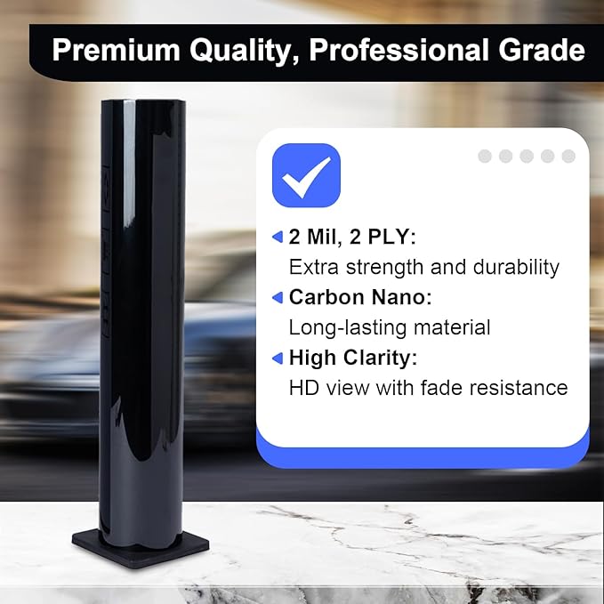 Professional Auto Window Tint Film Roll, 5% VLT Car Window Privacy Film, 36" x 100 FT Roll - UV Protection, Scratch & Heat Resistant - Blackout Shade for Car Windows - Nano Carbon Formula
