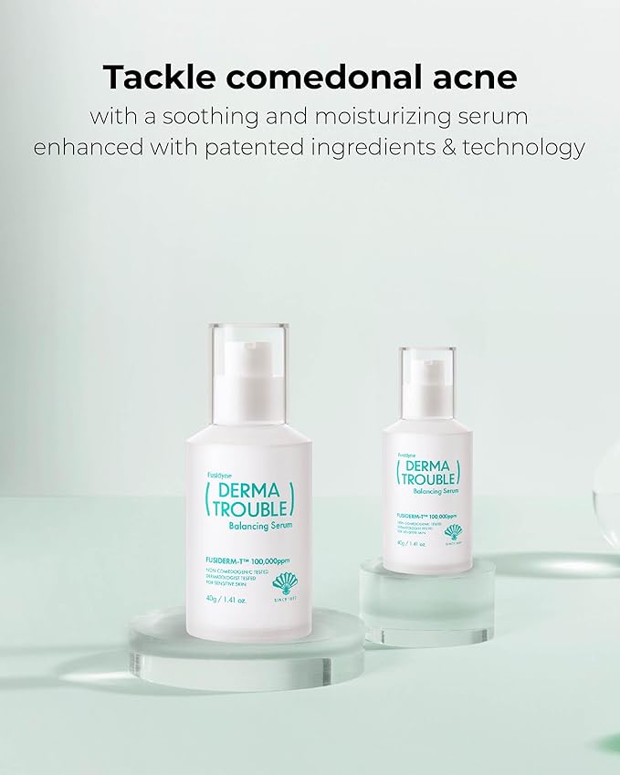 Derma Trouble Balancing Serum (1.41oz) Soothe Troubled Skin for a Balanced, Healthy Complexion. Gentle Serum for Comedonal Acne Korean Skin Care with Fusiderm-T 100000ppm
