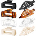 Hair Clips for Women 4.3 Inch Large Hair Claw Clips 8 pcs Square Claw Clips & Flat Hair Clips for Thick or Thin Hair French Concord Hair Barrettes Alligator Hair Accessories for Women (Transparent)