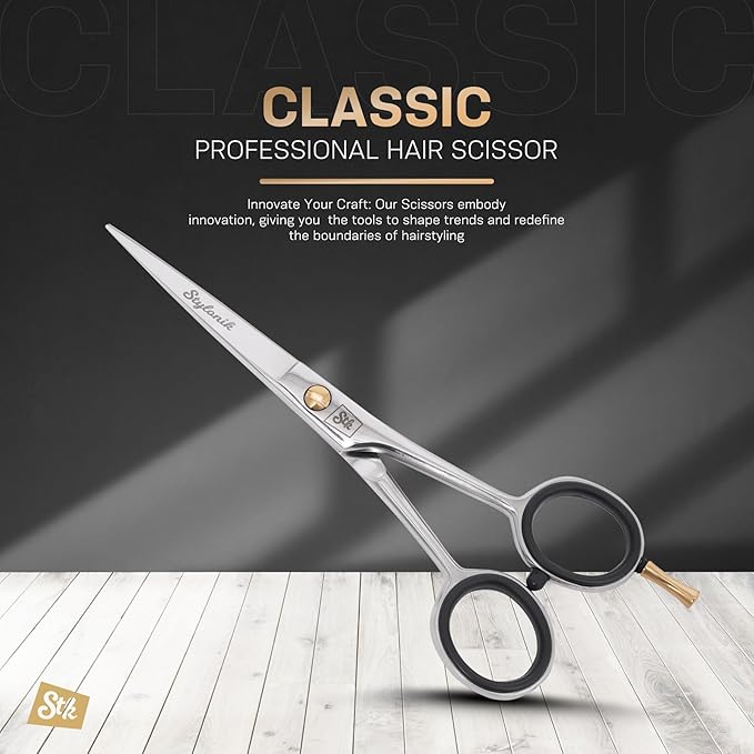 Hair Cutting Scissors-Professional Hairdressing Scissors for Women,Men,Hair Stylists,Salon,Barber- 6.5-Inch Stainless Steel Hair Scissors with Finger Rest (Classic Scissor Shinny Polish)
