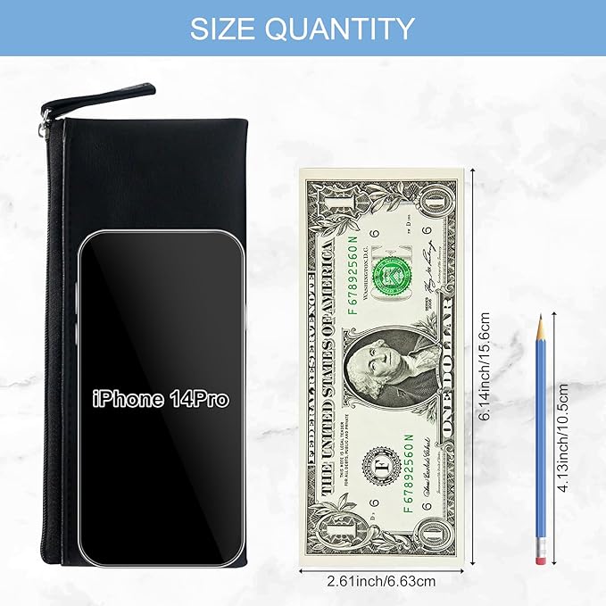 SumDirect PU Leather Cosmetic Pencil Bags - Small Soft Makeup Pouch with Zipper, Pencil Pouch Case Simple Comestic Organizer