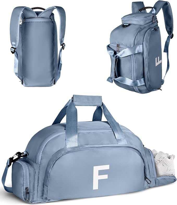 Granddaughter Gifts from Grandmom, Initial Gym Bags with Shoe Compartment, Dance Bag for Girls, Monogram Kid Overnight Bags, Small Travel Duffle Tote-Present for Women (Letter F)
