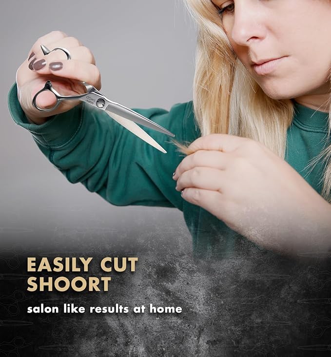 Professional Hair Cutting Scissors - SUS 440C & Cobalt Stainless Steel Barber Shears Fine Adjustment Tension Premium Shears for Hair Cutting (Hair Cutting Scissors S5, 5.5 Inches)