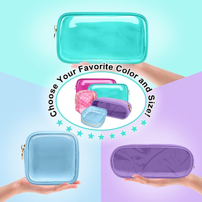 Mini Clear Travel Makeup Organizer Bag for Purse, Small Cute Preppy Makeup Bag Cosmetic Zipper Pouch Purse, Transparent PVC & Nylon Waterproof Travel Toiletry Storage Clutch for Women Men Girls(Mint)