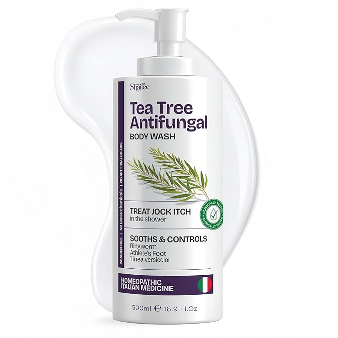 Antifungal Tea Tree Body Wash - Antibacterial Soap for Jock Itch, Eczema, Back Acne, Ringworm Treatment for Humans | Antibacterial Body Soap For Men & Women with 1% Tolnaftate & Tea Tree Oil - 16.9 oz