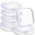 Sanwuta 6 Pcs Clear Hard Zipper Case Hard Plastic Zipper Pouches Makeup Bag Pencil Pouches Transparent Cases for Snacks Plastic Storage Organizer Box for Travel(White,5 x 5 x 2 Inch)