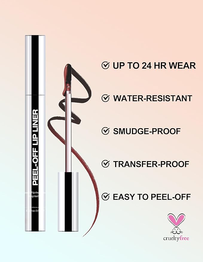 Erinde Peel Off Lip Liner Stain, Long Lasting Tattoo Lip Liner with Tweezer, Matte Finish, Waterproof Transfer Proof Lip Stain Peel Off, Non-Stick Cup Nude Lipstain Lipliner, 01