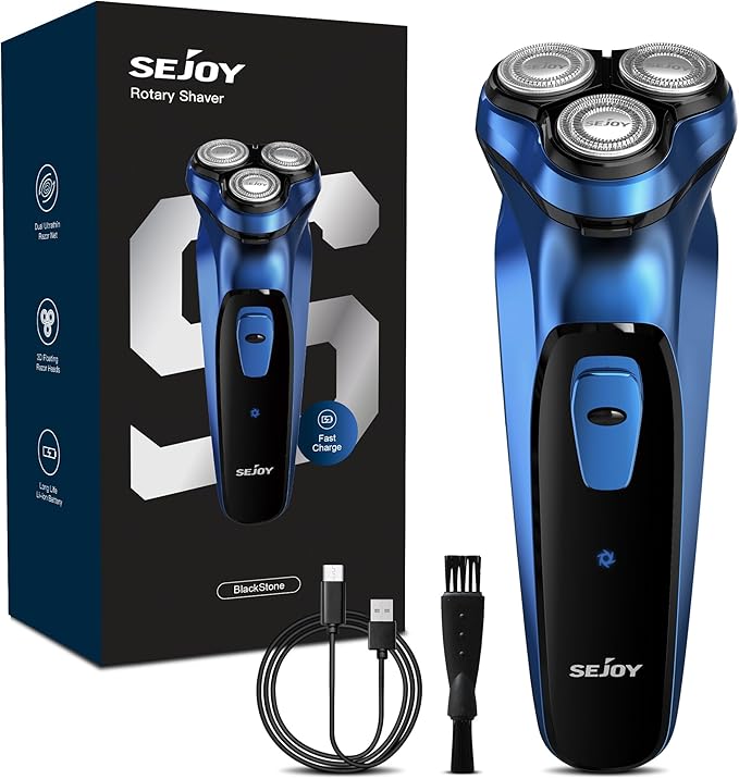 Sejoy Electric Razor for Men,Electric Shavers for Men,Face Shaver, Cordless Washable Rechargeable Shaving Machines,Pop Up Trimmer for Travel Home, LED Display,Fast Charging