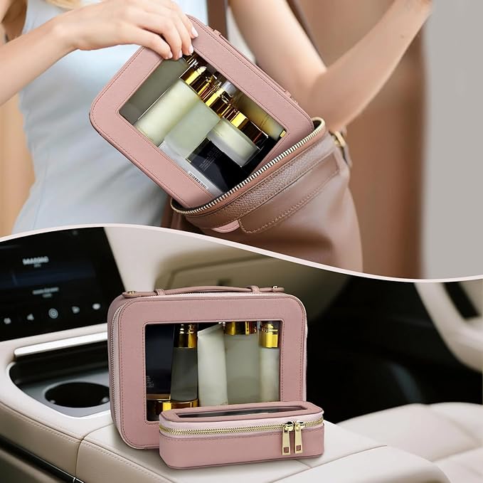 Clear Makeup Bag with Mini Cosmetic Bags,Travel Toiletry Bag for Women,Portable Cosmetic Bag Case, Transparent Waterproof Cosmetic Organizer Storage Bag for Women Men